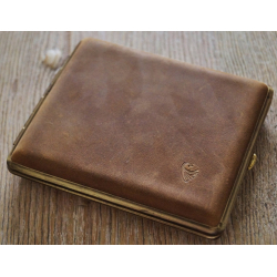 GERMANUS Cigarette Case Metal with Calf Leather Application - Made in Germany - Design Wild Bull