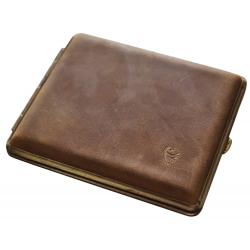 GERMANUS Cigarette Case Metal with Calf Leather Application - Made in Germany - Design Wild Bull