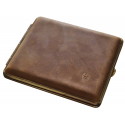 GERMANUS Cigarette Case Metal with Calf Leather Application - Made in Germany - Design Wild Bull, 100 mm