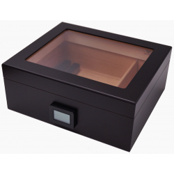 GERMANUS "Desk" Schwarz Zigarren Humidor mit Digital Hygrometer für ca. 50 Zigarren