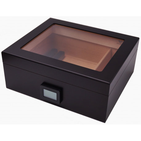 GERMANUS "Desk" Schwarz Zigarren Humidor mit Digital Hygrometer für ca. 50 Zigarren