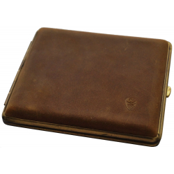 GERMANUS Cigarette Case Metal with Calf Leather Application - Made in Germany - Design Wild Bull