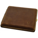 With Wear Marks: GERMANUS Cigarette Case Metal with Calf Leather Application - Made in Germany - Design Wild Bull, 100 mm