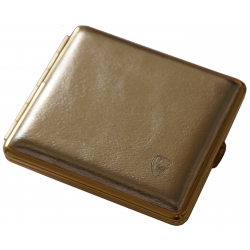 GERMANUS Cigarette Case Metal with Calf Leather Application - Made in Germany - Design Gold Leather