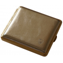 GERMANUS Cigarette Case Metal with Calf Leather Application - Made in Germany - Design Gold Leather III