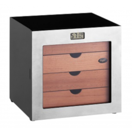 Cigar Humidor Cabinet: Cube Metal, Black silver