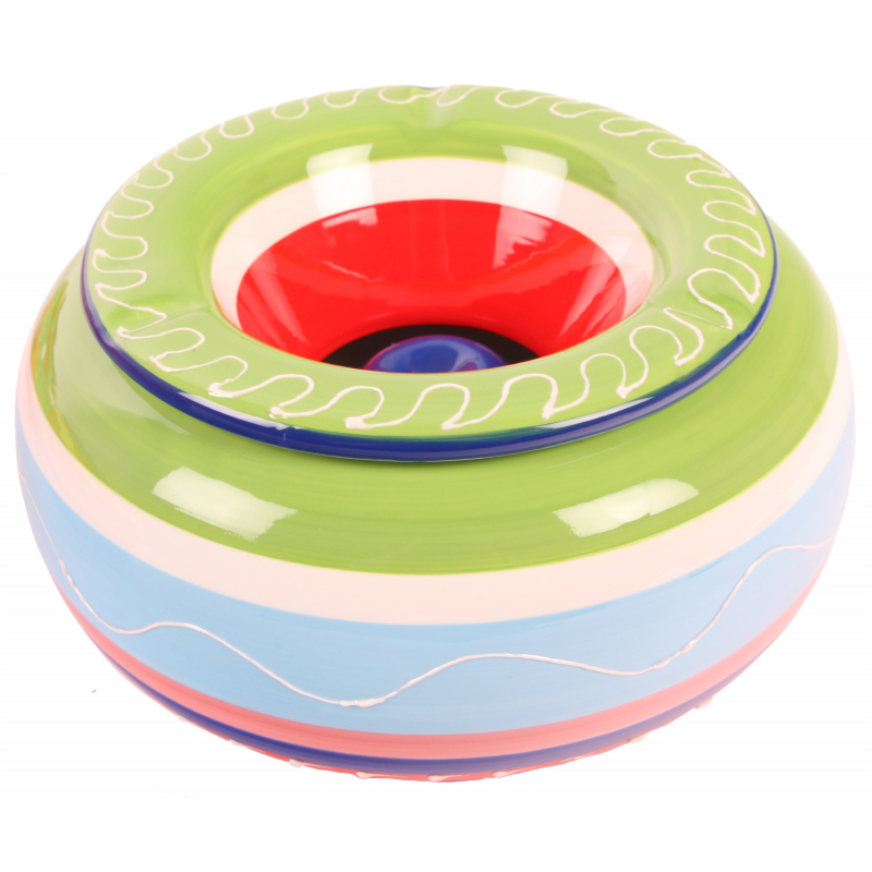 Bunter Aschenbecher Sturmaschenbecher Windaschenbecher Keramik »Stripes«  11·6cm