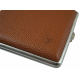 GERMANUS Cigarette Case Metal with Calf Leather Application - Made in Germany - Design Brown Sand