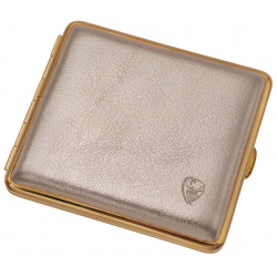 GERMANUS Cigarette Case Metal with Calf Leather Application - Made in Germany - Design Gold Leather