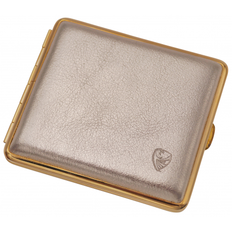 GERMANUS Cigarette Case Metal with Calf Leather Application - Made in Germany - Design Gold Leather