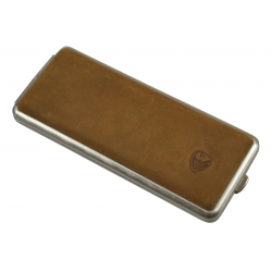 GERMANUS Cigarette Case Metal with Deer Leather Application - Made in Germany - Design Long Wild Bull