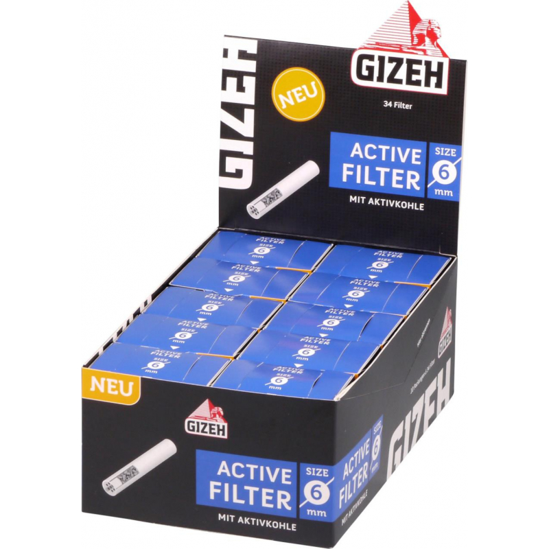 Gizeh Filter Charcoal - 6 mm - 34 pieces