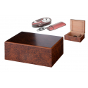 GERMANUS Cigar Humidor Set in Brown with Hygrometer and Accessories for ca 50 cigars