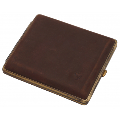 GERMANUS Cigarette Case Metal with Calf Leather Application - Made in Germany - Design Wild Bull