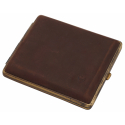 GERMANUS Cigarette Case Metal with Calf Leather Application - Made in Germany - Design Wild Bull, 100 mm, Dark Brown
