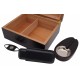 GERMANUS Cigar Humidor Set in Black with Digital Hygrometer for ca 50 cigars in Black