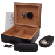 GERMANUS Cigar Humidor Set in Black with Digital Hygrometer for ca 50 cigars in Black