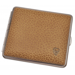 Cigarette Case Metal with Calf Leather Application - Made in Germany - Design Scottish Sand