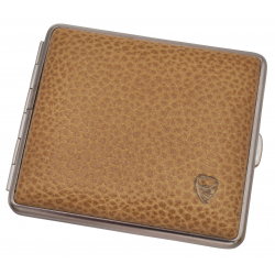 Cigarette Case Metal with Calf Leather Application - Made in Germany - Design Scottish Sand