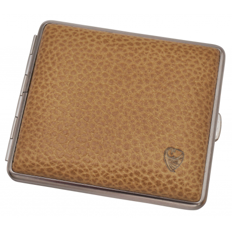 Cigarette Case Metal with Calf Leather Application - Made in Germany - Design Scottish Sand