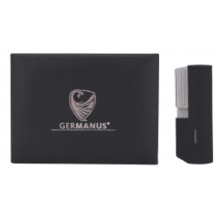 GERMANUS Jetflame Cigar Lighter Stick Ilias with 2 Torch Flames, Black Metal