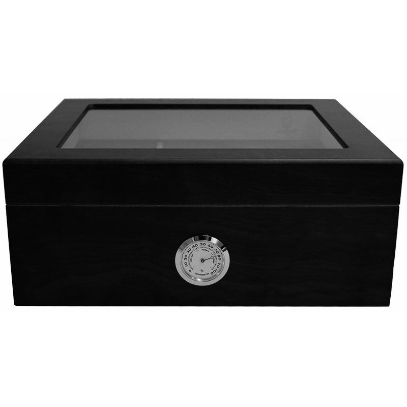 GERMANUS Cigar Humidor "Black Beauty II" for ca. 50 Cigars, Black
