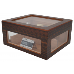 Humidor Chest Oro with Windows on Side Dark Black Brown 004