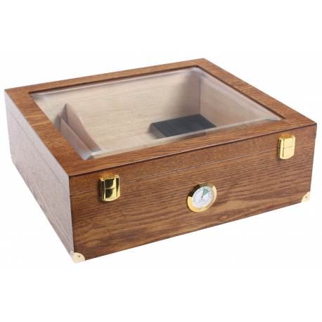 mode konvergens Peck Special Offer: Humidor for ca. 100 Cigars in Brown with Glass Window