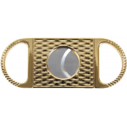 Ring 55 Quality Double Blade Cigar Cutter Gold Color Dark in Case