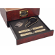 GERMANUS Cigar Humidor Set in Brown with Cutter and Ashtray for ca 75 cigars