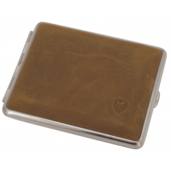 GERMANUS Cigarette Case Metal with Calf Leather Application - Made in Germany - Design Wild Bull