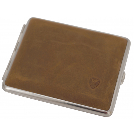 GERMANUS Cigarette Case Metal with Calf Leather Application - Made in Germany - Design Wild Bull